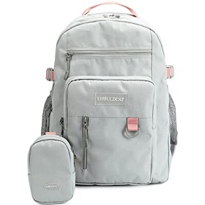 FANDARE School- en universiteitsrugzak voor kinderen en universiteit, compatibel met 15,6 inch laptop, telefoonhoes, grijs-roze, maat L FANDARE School- en universiteitsrugzak voor kinderen en universiteit, compatibel met 15,6 inch laptop, telefoonhoes, grijs-roze, maat L
