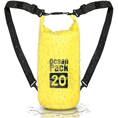 Cable Technologies Waterdichte rugzak 2/5/10/20 liter, Dry Bag Zee, waterdichte tas, verstelbare schouderriem, voor boot, vissen, rafting, strand, watersport, beschermt telefoon/zilver/kaart/sleutel, Geel., Waterdichte Cable Technologies Waterdichte rugzak 2/5/10/20 liter, Dry Bag Zee, waterdichte tas, verstelbare schouderriem, voor boot, vissen, rafting, strand, watersport, beschermt telefoon/zilver/kaart/sleutel, Geel., Waterdichte
