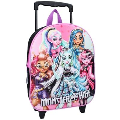 mybagstory Kinderrugzak Trolley Monster High 3D Paars Zwart Kinderen School Kleuterschool Kinderopvang Kinderopvang Meisje Maat 32 cm Verstelbare bandjes Wielen - mybagstory Kinderrugzak Trolley Monster High 3D Paars Zwart Kinderen School Kleuterschool Kinderopvang Kinderopvang Meisje Maat 32 cm Verstelbare bandjes Wielen -