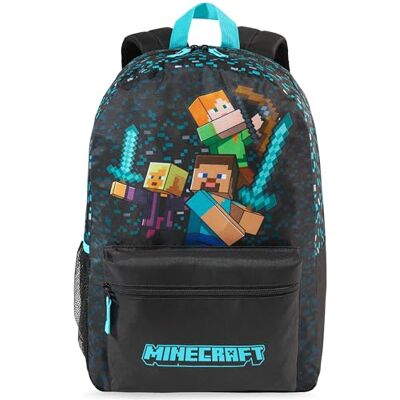 Get Trend Minecraft schoolrugzak, blauw/zwart Minecraft, Eén maat, Dagrugzak Get Trend Minecraft schoolrugzak, blauw/zwart Minecraft, Eén maat, Dagrugzak