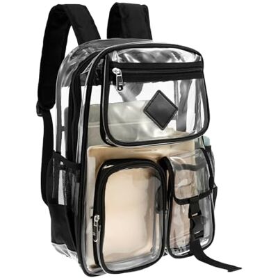 BAODBF Transparante rugzak Grote waterdichte kunststof rugzak Met verstelbare schouderriem Voor concertsporten, school, universiteit, sport, werk, reizen, transparant, L BAODBF Transparante rugzak Grote waterdichte kunststof rugzak Met verstelbare schouderriem Voor concertsporten, school, universiteit, sport, werk, reizen, transparant, L
