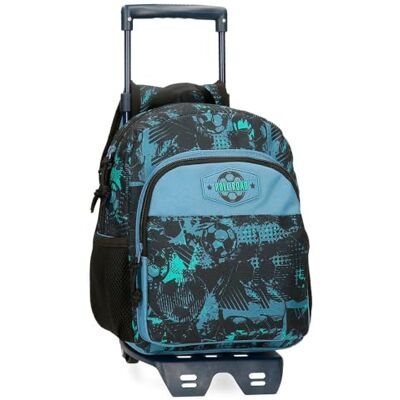 ROLL ROAD Voorschoolse voetbalrugzak met trolley, zwart, 23 x 28 x 10 cm, polyester, 6,44 l, zwart/wit, kleuterrugzak met trolley, zwart/wit, rugzak met trolley voor kinderen ROLL ROAD Voorschoolse voetbalrugzak met trolley, zwart, 23 x 28 x 10 cm, polyester, 6,44 l, zwart/wit, kleuterrugzak met trolley, zwart/wit, rugzak met trolley voor kinderen