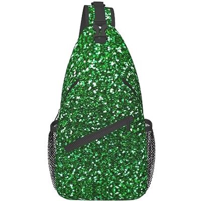 SSIMOO Veelzijdige wandelrugzak met grote stippen, zwart en wit, perfect voor buiten fietsen, schoudertas, Groene glitter, Eén maat SSIMOO Veelzijdige wandelrugzak met grote stippen, zwart en wit, perfect voor buiten fietsen, schoudertas, Groene glitter, Eén maat