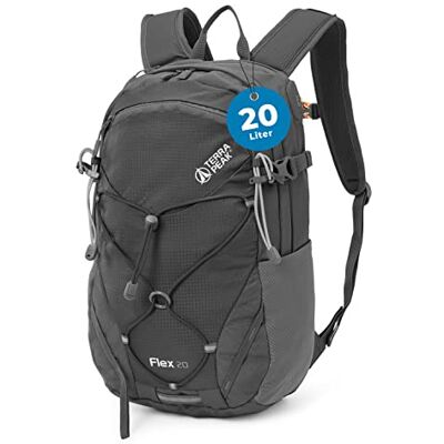 Terra Peak Flex 20 Premium wandelrugzak 20 l (klein) met rugventilatie, drinksysteem en regenbeschermhoes, ademende 3D Air Mesh trekkingrugzak Terra Peak Flex 20 Premium wandelrugzak 20 l (klein) met rugventilatie, drinksysteem en regenbeschermhoes, ademende 3D Air Mesh trekkingrugzak