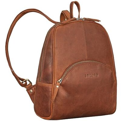STILORD "Margot" Kleine rugzak voor dames, leer, vintage, diefstalbeveiliging, voor winkelen, dagrugzak van echt leer, kleur: sila bruin, Bruin Cognac, S, Dagrugzak STILORD "Margot" Kleine rugzak voor dames, leer, vintage, diefstalbeveiliging, voor winkelen, dagrugzak van echt leer, kleur: sila bruin, Bruin Cognac, S, Dagrugzak