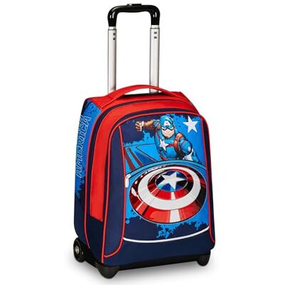 Seven Trolley School Big Disney Captain America, Legendary Avengers rood en blauw rugzak met twee vakken, flessenhouder schoolrugzak Marvel-merchandising rugzak,, Meerkleurig, Rugzak Seven Trolley School Big Disney Captain America, Legendary Avengers rood en blauw rugzak met twee vakken, flessenhouder schoolrugzak Marvel-merchandising rugzak,, Meerkleurig, Rugzak