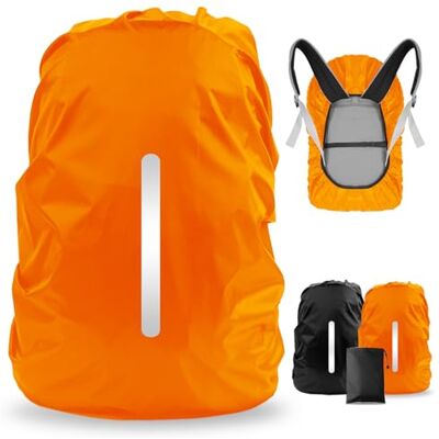 LAMA 2 waterdichte regenhoezen voor rugzak. schooltas, wandelen, kamperen, fietsen,reizen M, 26-40 L, zwart./oranje LAMA 2 waterdichte regenhoezen voor rugzak. schooltas, wandelen, kamperen, fietsen,reizen M, 26-40 L, zwart./oranje