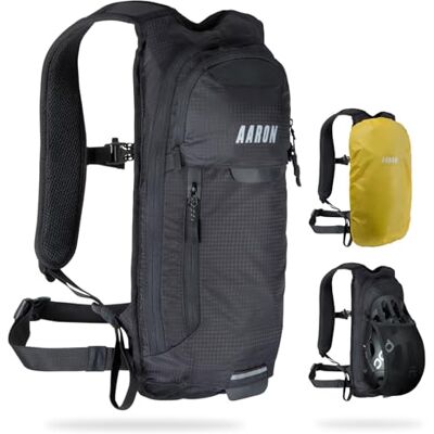 AARON Kleine fiets- en skirugzak 8 liter mountainbike waterdichte rugzak met regenbescherming kleine wandelrugzak voor dames en heren, zwart, 8 l, 8 liter AARON Kleine fiets- en skirugzak 8 liter mountainbike waterdichte rugzak met regenbescherming kleine wandelrugzak voor dames en heren, zwart, 8 l, 8 liter