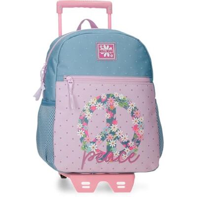ROLL ROAD Peace Schoolrugzakken Polyester Roze en Blauw, Meerkleurig, Rugzak + trolley ROLL ROAD Peace Schoolrugzakken Polyester Roze en Blauw, Meerkleurig, Rugzak + trolley