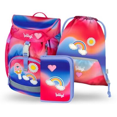 Baagl Schooltas voor jongens 1e klas Airy schooltas 3-delige set, basisschoolrugzak voor kinderen, schooltas voor school, tornister, Hippie, Schooltas set Baagl Schooltas voor jongens 1e klas Airy schooltas 3-delige set, basisschoolrugzak voor kinderen, schooltas voor school, tornister, Hippie, Schooltas set