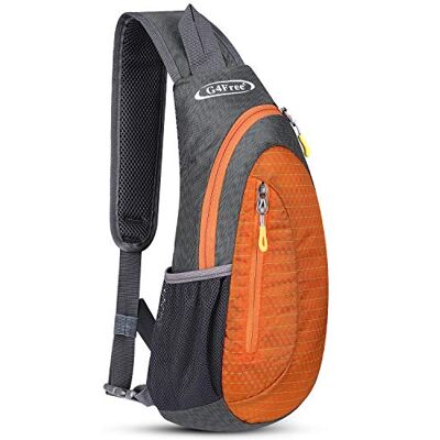 G4Free Lichte borstzak, slinger, schouderrugzak, mooie schoudertas, driehoek, rugzak voor wandelen, fietsen, reizen of multifunctionele dagpacks, grijs en oranje, Small, Hedendaags G4Free Lichte borstzak, slinger, schouderrugzak, mooie schoudertas, driehoek, rugzak voor wandelen, fietsen, reizen of multifunctionele dagpacks, grijs en oranje, Small, Hedendaags