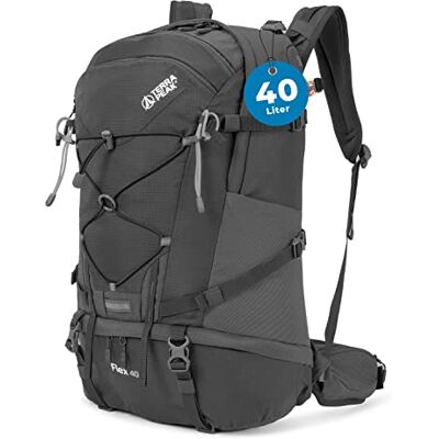 Terra Peak Flex 40 wandelrugzak, 40 l, groot, met rugventilatie, hydratatiesysteem, regenbescherming, trekkingrugzak van polyester, 3D Air Mesh ademend Terra Peak Flex 40 wandelrugzak, 40 l, groot, met rugventilatie, hydratatiesysteem, regenbescherming, trekkingrugzak van polyester, 3D Air Mesh ademend