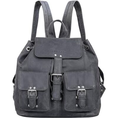 STILORD "Larissa" Vintage rugzak/handtas voor dames, vrije tijd, documenten in A4-formaat, voor MacBooks, backpack retro vintage echt leer, antiek, kleur: kara cognac, Carbon Grijs, L, Dagrugzak STILORD "Larissa" Vintage rugzak/handtas voor dames, vrije tijd, documenten in A4-formaat, voor MacBooks, backpack retro vintage echt leer, antiek, kleur: kara cognac, Carbon Grijs, L, Dagrugzak
