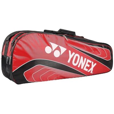 YONEX BT5 badmintontas 2 vakken met ritssluiting voor het opbergen van 3 rackets en kleding , Rood/Zwart, Sportief YONEX BT5 badmintontas 2 vakken met ritssluiting voor het opbergen van 3 rackets en kleding , Rood/Zwart, Sportief
