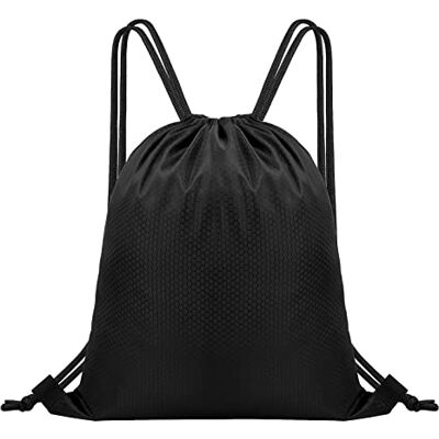Catime Waterdichte gymtas met trekkoord, zwart, PE, voor dames, heren, meisjes, jongens, sportrugzak, school, strand, fitnessstudio, zwemmen, reizen, 35 x 40 cm Catime Waterdichte gymtas met trekkoord, zwart, PE, voor dames, heren, meisjes, jongens, sportrugzak, school, strand, fitnessstudio, zwemmen, reizen, 35 x 40 cm