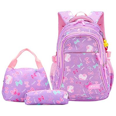 Chruikar Schooltassenset voor meisjes, schattig, basisschooltas, licht, waterdicht, grote capaciteit, rugzak, school, multifunctioneel, kinderen, schooltas, handtas, Paars 3p, Kinderbagage Chruikar Schooltassenset voor meisjes, schattig, basisschooltas, licht, waterdicht, grote capaciteit, rugzak, school, multifunctioneel, kinderen, schooltas, handtas, Paars 3p, Kinderbagage