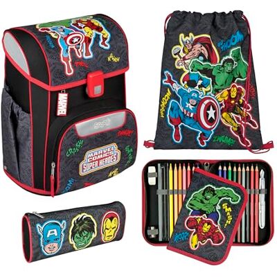 Scooli EasyStart schooltasset, ergonomische schooltas voor basisschool, meerdelige set, Avengers ca. 36,5x29,5x29 cm Scooli EasyStart schooltasset, ergonomische schooltas voor basisschool, meerdelige set, Avengers ca. 36,5x29,5x29 cm
