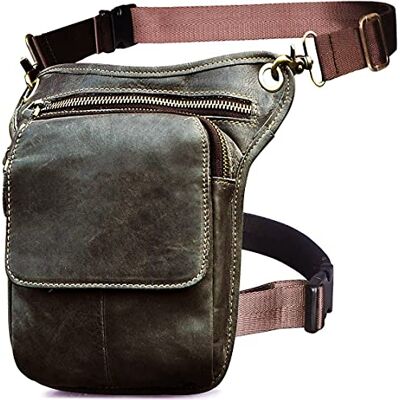 Le'aokuu Lederen Tassen Mannen Messenger Paardrijden Schoudertas Taille Tassen Sport, 211-1 A2 Grijs Le'aokuu Lederen Tassen Mannen Messenger Paardrijden Schoudertas Taille Tassen Sport, 211-1 A2 Grijs