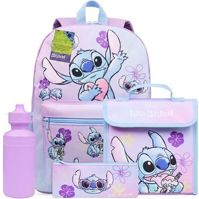 Disney Stitch Rugzakset, 4-delig, met waterfles, Kawaii etui, lunchtas, schooltas, meisjes, schoolbenodigdheden Disney Stitch Rugzakset, 4-delig, met waterfles, Kawaii etui, lunchtas, schooltas, meisjes, schoolbenodigdheden