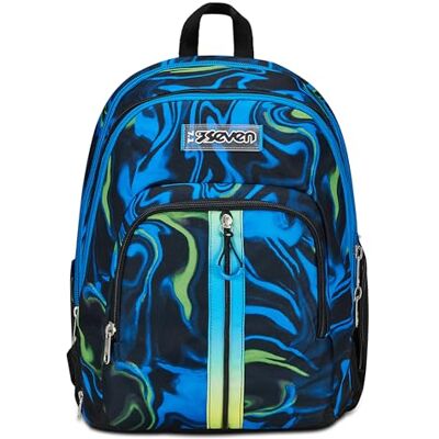 Seven Adavanced Detach schoolrugzak, zwart blauw, multi-shade boy, dubbel vak met afneembaar vak, gebruik rugzak, pc-vak, flessenhouder, middelgrote rugzak en, zwart. Seven Adavanced Detach schoolrugzak, zwart blauw, multi-shade boy, dubbel vak met afneembaar vak, gebruik rugzak, pc-vak, flessenhouder, middelgrote rugzak en, zwart.
