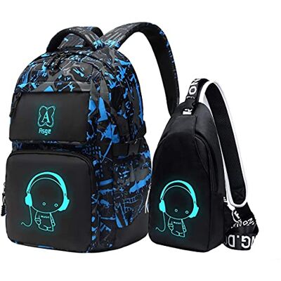 Asge Schoolrugzak, groot, voor jongens, schooletui, lycee, schooltas, jongens, primair, camouflage, rugzak, kinderen, verlicht, schooltas, tieners, meisjes, primair cadeau, 8 10 12 14 jaar, Blauw, M Asge Schoolrugzak, groot, voor jongens, schooletui, lycee, schooltas, jongens, primair, camouflage, rugzak, kinderen, verlicht, schooltas, tieners, meisjes, primair cadeau, 8 10 12 14 jaar, Blauw, M
