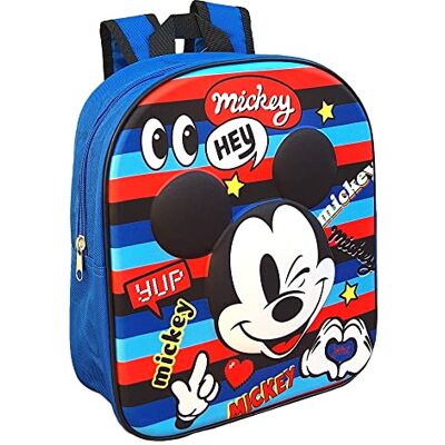 CARTOON Mickey Mouse Disney, Mickey Mouse, 3D-tas, school, vrije tijd, wandelen, 32 x 27 x 10 cm, meerkleurig, blauw, 3D kleuterschool, Blauw, 3d kleuterschoolrugzak CARTOON Mickey Mouse Disney, Mickey Mouse, 3D-tas, school, vrije tijd, wandelen, 32 x 27 x 10 cm, meerkleurig, blauw, 3D kleuterschool, Blauw, 3d kleuterschoolrugzak