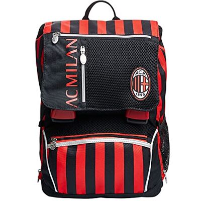 Seven Ac Milan Calcio Uitbreidbare rugzak met bijpassende bal, uniseks, voor kinderen, zwart, één maat, modern Seven Ac Milan Calcio Uitbreidbare rugzak met bijpassende bal, uniseks, voor kinderen, zwart, één maat, modern