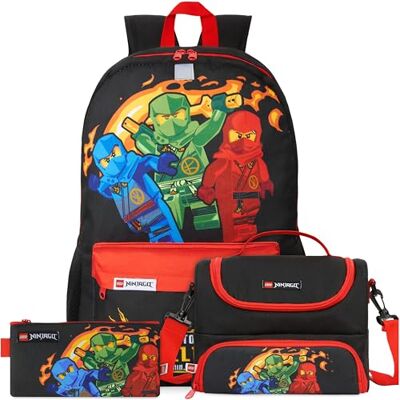 Get Trend Pokémon One Piece Hot Wheels Lego x Ninjago Super Mario kinderrugzakset grote 3-delige schoolrugzak met pennenetui en geïsoleerde lunchtas, Ninjago rood/zwart, 3-delige rugzakset Get Trend Pokémon One Piece Hot Wheels Lego x Ninjago Super Mario kinderrugzakset grote 3-delige schoolrugzak met pennenetui en geïsoleerde lunchtas, Ninjago rood/zwart, 3-delige rugzakset