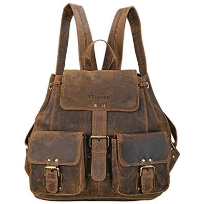 STILORD "Larissa" Vintage rugzak/handtas voor dames, vrije tijd, documenten in A4-formaat, voor MacBooks, backpack retro vintage echt leer, antiek, kleur: kara cognac, Medium bruin, L, Vintage stijl STILORD "Larissa" Vintage rugzak/handtas voor dames, vrije tijd, documenten in A4-formaat, voor MacBooks, backpack retro vintage echt leer, antiek, kleur: kara cognac, Medium bruin, L, Vintage stijl