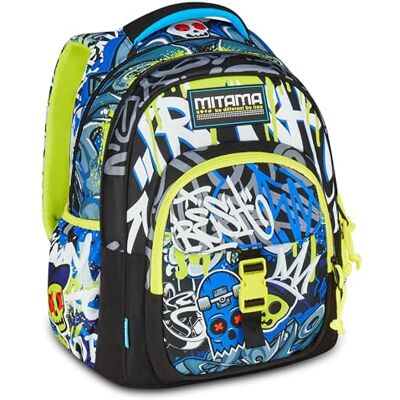 Mitama SCHOOL SKATE Schoolrugzak, New Plus, drievoudig vak, flessenhouder, ergonomische schouderbanden, basisschool, kinderen, middelgroot, meerkleurig, Taglia Unica, meerkleurig, maat Mitama SCHOOL SKATE Schoolrugzak, New Plus, drievoudig vak, flessenhouder, ergonomische schouderbanden, basisschool, kinderen, middelgroot, meerkleurig, Taglia Unica, meerkleurig, maat