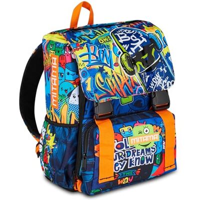 Mitama Schoolrugzak met drie vakken, SKATE DREAM, kinderen, rekbaar, basis- en middelbare school, meerkleurig, Taglia Unica Mitama Schoolrugzak met drie vakken, SKATE DREAM, kinderen, rekbaar, basis- en middelbare school, meerkleurig, Taglia Unica