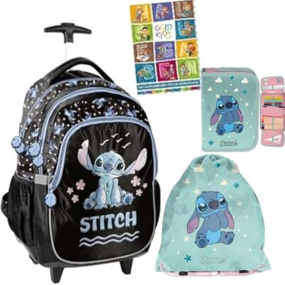PASO Schooltas voor jongens en meisjes Set van 4/6 schoolrugzakken met wieltjes voor kinderen met etui Schoenentas Lilo en Stitch patroon 1-3 klas, 4 stuks, L PASO Schooltas voor jongens en meisjes Set van 4/6 schoolrugzakken met wieltjes voor kinderen met etui Schoenentas Lilo en Stitch patroon 1-3 klas, 4 stuks, L