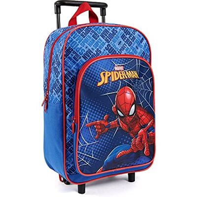 PERLETTI Spiderman Rugzak met wielen voor kinderen, afneembare roltas, jongens, blauw en rood, kleuterschool, lichte Marvel-superheld, spinnenman, 36 x 25 x 12 cm PERLETTI Spiderman Rugzak met wielen voor kinderen, afneembare roltas, jongens, blauw en rood, kleuterschool, lichte Marvel-superheld, spinnenman, 36 x 25 x 12 cm