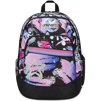 Seven Geavanceerde schoolrugzak, zwart fuchsia, Mark On Girl, rugzak met twee vakken voor pc of tablet, flessenhouder en organizer, rugzak voor middelbare scholen en, zwart. Seven Geavanceerde schoolrugzak, zwart fuchsia, Mark On Girl, rugzak met twee vakken voor pc of tablet, flessenhouder en organizer, rugzak voor middelbare scholen en, zwart.