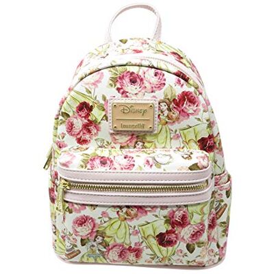 Loungefly Disney Belle en het Beest mini-rugzak, bloemen, meerkleurig, M Loungefly Disney Belle en het Beest mini-rugzak, bloemen, meerkleurig, M