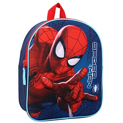 Vadobag Paris Stock Maxxidiscount Spiderman rugzak, 3D-stof, blauw, 32 cm Vadobag Paris Stock Maxxidiscount Spiderman rugzak, 3D-stof, blauw, 32 cm