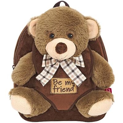 PERLETTI Pluche rugzak voor kinderen van 3, 4, 5 jaar, mini-schooltas, schattig, voor reizen en knuffeldier, voor kleuterschool, klein zacht speelgoed en tas voor kleine meisjes, jongens, baby, 21 x 27 x 9 cm (bruine beer) PERLETTI Pluche rugzak voor kinderen van 3, 4, 5 jaar, mini-schooltas, schattig, voor reizen en knuffeldier, voor kleuterschool, klein zacht speelgoed en tas voor kleine meisjes, jongens, baby, 21 x 27 x 9 cm (bruine beer)