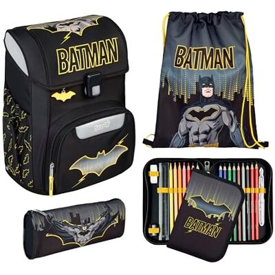 Scooli EasyStart schooltasset, ergonomische schooltas voor basisschool, meerdelige set, Batman ca. 36,5x29,5x29 cm Scooli EasyStart schooltasset, ergonomische schooltas voor basisschool, meerdelige set, Batman ca. 36,5x29,5x29 cm