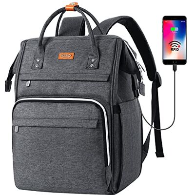 RJEU Rugzak voor dames, laptoprugzak, pc-tas, rugzak voor school, reizen, werk, leraar, voor meisjes, donkergrijs RJEU Rugzak voor dames, laptoprugzak, pc-tas, rugzak voor school, reizen, werk, leraar, voor meisjes, donkergrijs