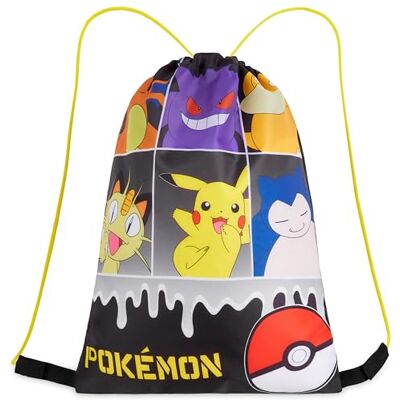 Pokémon Pokemon Pikachu Zwembadtas voor kinderen, tas met trekkoord voor school, sport, anime-cadeau (zwart/meerkleurig) Pokémon Pokemon Pikachu Zwembadtas voor kinderen, tas met trekkoord voor school, sport, anime-cadeau (zwart/meerkleurig)