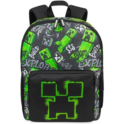 Minecraft Creeper Kinderrugzak, zakken met ritssluiting, verstelbare bandjes, school, rugzak voor jongens, reizen, sport, cadeau voor jongens (zwart, 40 x 29 x 17 cm) Minecraft Creeper Kinderrugzak, zakken met ritssluiting, verstelbare bandjes, school, rugzak voor jongens, reizen, sport, cadeau voor jongens (zwart, 40 x 29 x 17 cm)