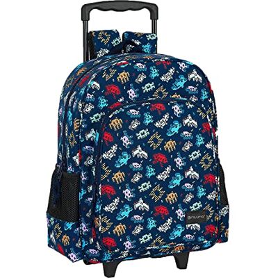 OFITURIA Schoolrugzak voor kinderen met compacte trolley met afneembare handgreep, bestaande uit voorvak en groot vak met ritssluiting, ideaal als school- en reisrugzak, groot, casual, indringers, L, casual OFITURIA Schoolrugzak voor kinderen met compacte trolley met afneembare handgreep, bestaande uit voorvak en groot vak met ritssluiting, ideaal als school- en reisrugzak, groot, casual, indringers, L, casual