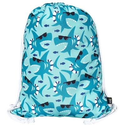 HECKBO Gymtas voor kinderen, motief, Haai zonnebril, 40 cm x 32 cm HECKBO Gymtas voor kinderen, motief, Haai zonnebril, 40 cm x 32 cm