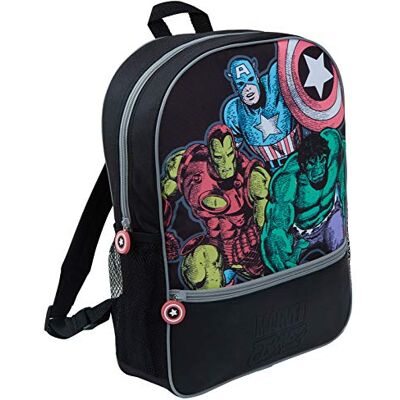 Marvel Comics Avengers kinderrugzak, grote reisrugzak voor terug naar school, zwarte rugzak voor jongens en meisjes, rugzak met drankhouder, Avengers Comic, Rugzak Marvel Comics Avengers kinderrugzak, grote reisrugzak voor terug naar school, zwarte rugzak voor jongens en meisjes, rugzak met drankhouder, Avengers Comic, Rugzak