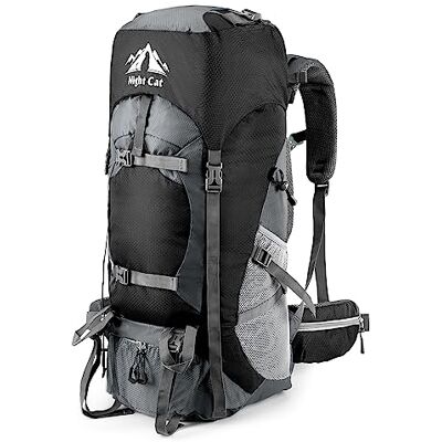 Night Cat 90 l wandelrugzak, trekking, met regenhoes, voor heren en dames, camping, wandelen, reizen en bergbeklimmen Night Cat 90 l wandelrugzak, trekking, met regenhoes, voor heren en dames, camping, wandelen, reizen en bergbeklimmen
