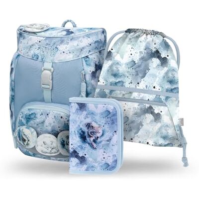 Baagl Schooltas voor jongens 1e klas Airy schooltas 3-delige set, basisschoolrugzak voor kinderen, schooltas voor school, tornister, fleece., Ultralicht Baagl Schooltas voor jongens 1e klas Airy schooltas 3-delige set, basisschoolrugzak voor kinderen, schooltas voor school, tornister, fleece., Ultralicht