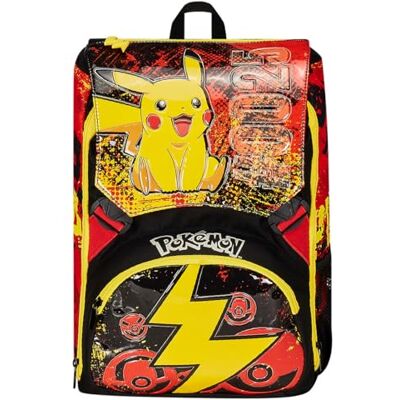 Seven POKEMON PIKACHU Uitbreidbare rugzak, geelrood, afneembaar dubbel vak met ritssluiting en flessenhouder, voor kinderen, meerkleurig Seven POKEMON PIKACHU Uitbreidbare rugzak, geelrood, afneembaar dubbel vak met ritssluiting en flessenhouder, voor kinderen, meerkleurig