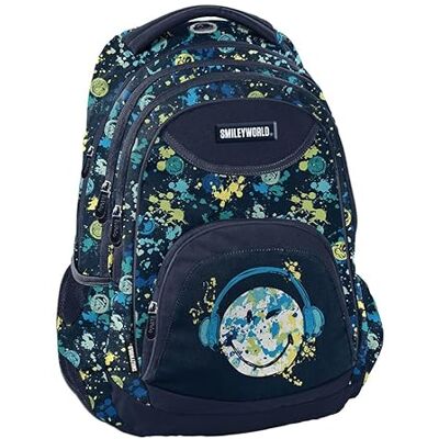 PASO Smiley Beuniq Schooltas, uniseks, kinderen, Koolstof, Designer PASO Smiley Beuniq Schooltas, uniseks, kinderen, Koolstof, Designer