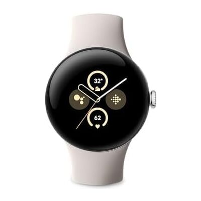 Google Pixel Watch 2 met Fitbit hartslagcontrole, stressbeheer en veiligheid, Android-horloge, behuizing van zilverkleurig aluminium, sportarmband van porselein, wifi Google Pixel Watch 2 met Fitbit hartslagcontrole, stressbeheer en veiligheid, Android-horloge, behuizing van zilverkleurig aluminium, sportarmband van porselein, wifi