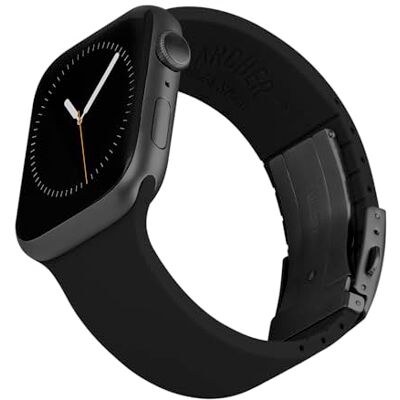 Archer Watch Straps Op maat verstelbare siliconen bandjes voor Apple Watch (zwart, grijze sluiting, 42/44/45/49 mm) Archer Watch Straps Op maat verstelbare siliconen bandjes voor Apple Watch (zwart, grijze sluiting, 42/44/45/49 mm)